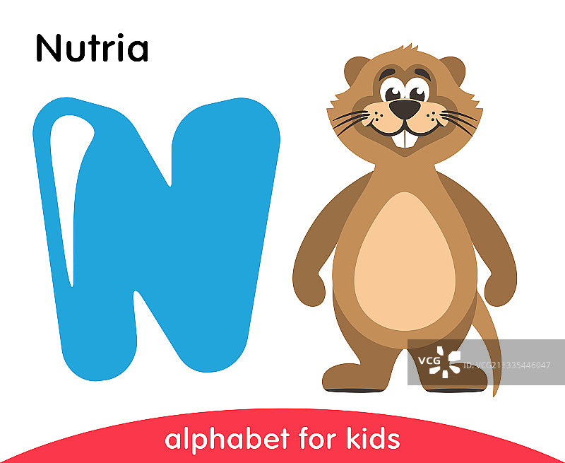 蓝色字母N和棕色海狸图片素材