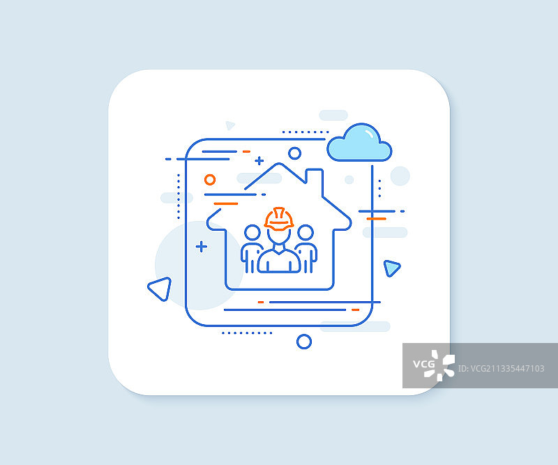 工程团队线条图标：工程师或建筑师图片素材