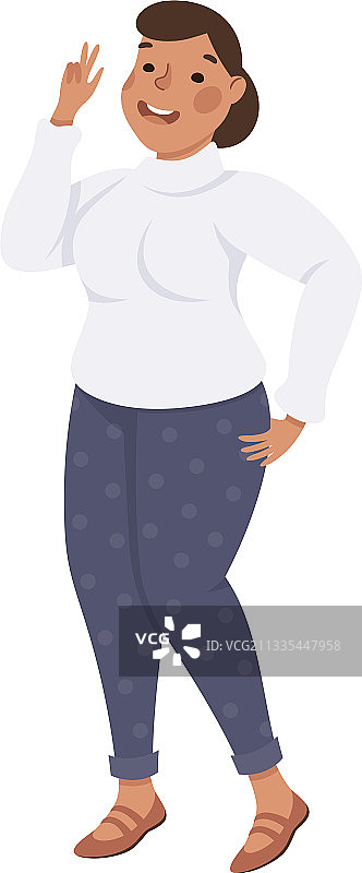 站着微笑的加大码棕发女人图片素材