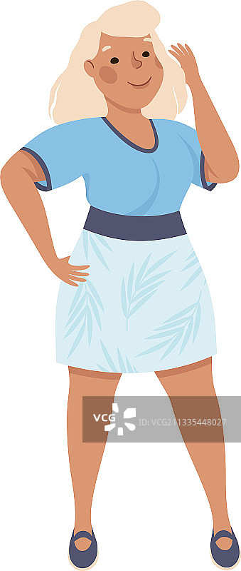 身体积极或大码微笑金发女人图片素材