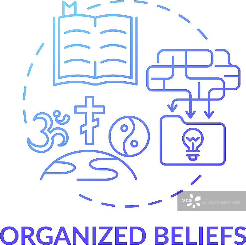 有组织的信念蓝色渐变概念图标图片素材