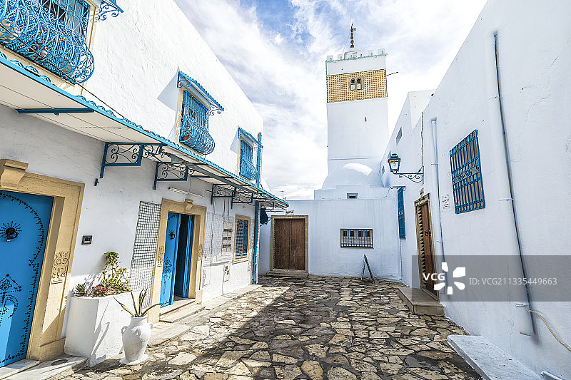 摩洛哥拉巴特的蓝白小镇图片素材