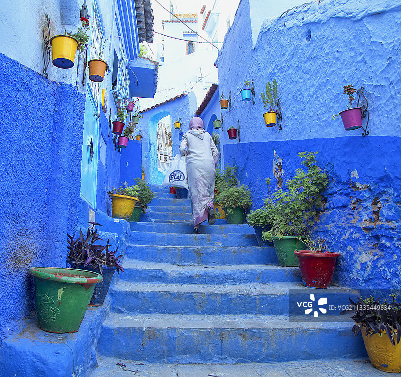 摩洛哥舍夫沙万蓝色小镇图片素材