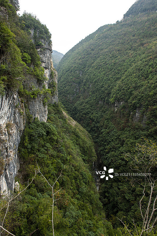 湖北：国家4A景区建始地心谷原生态风光如世处桃源图片素材
