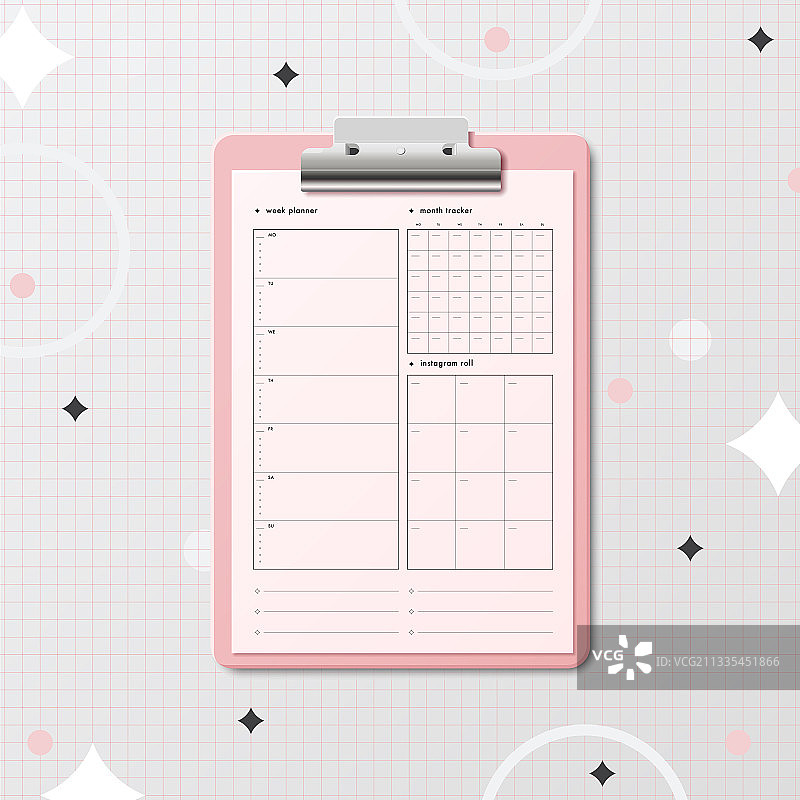 带有社交周月计划的剪贴板图片素材