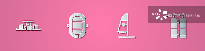 剪纸一级方程式赛车漂流船图片素材