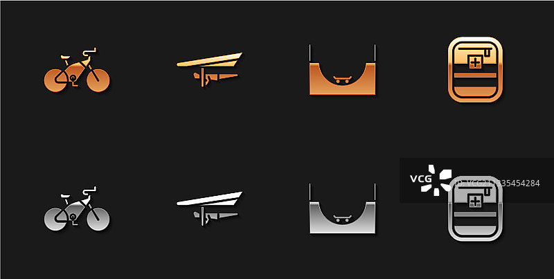 自行车、滑翔机、滑板公园和急救箱图片素材