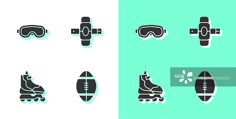 橄榄球、滑雪镜、滑冰鞋和护膝素材图片素材