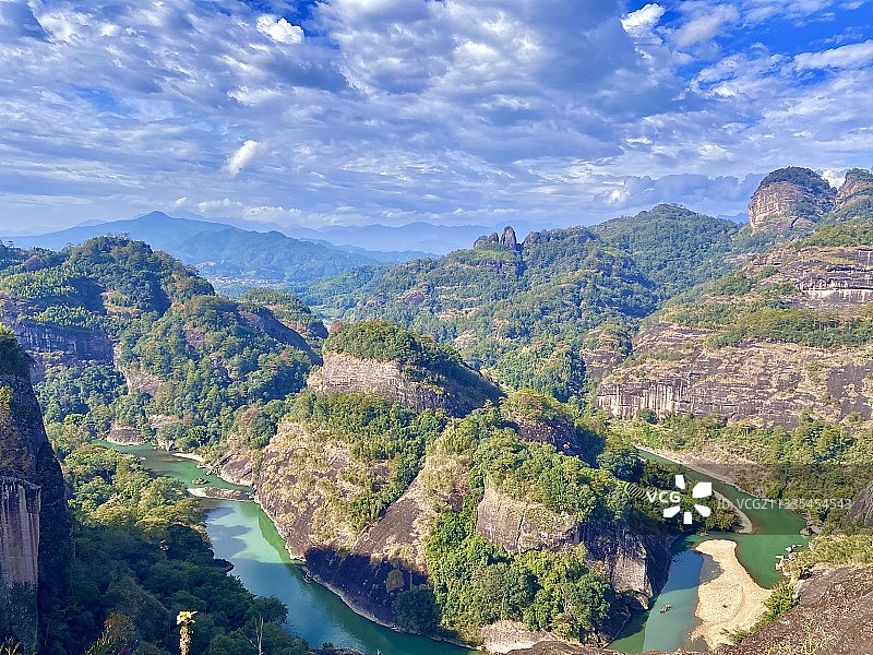 从武夷山仙游峰看九曲十八弯图片素材