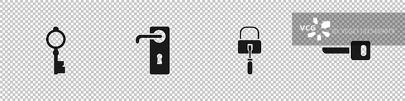 旧钥匙门把手锁具开锁器套装图片素材