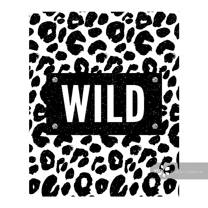 天生狂野动物标语时尚T恤图片素材