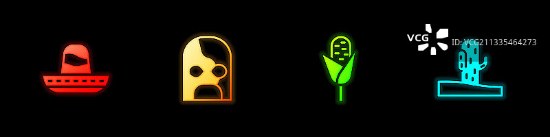 墨西哥大草帽摔跤手玉米仙人掌图片素材