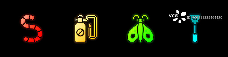 蠕虫压力喷雾器蝴蝶和苍蝇合集图片素材