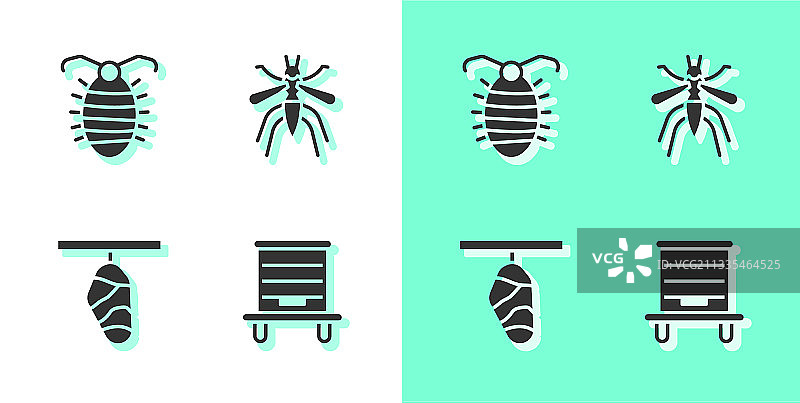 蜂巢、幼虫、昆虫、蝴蝶、茧图标图片素材