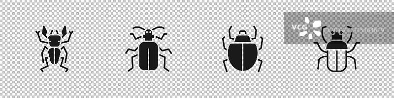 甲壳虫鹿金龟子螨虫和椿象组合图片素材