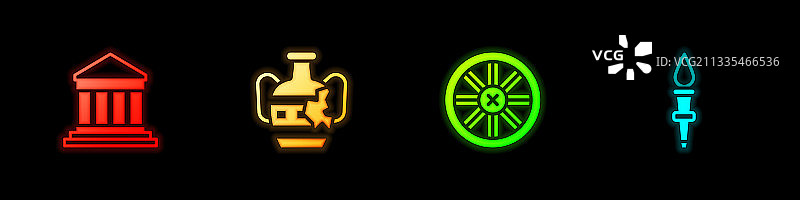 帕特农神庙破损双耳瓶旧木轮图片素材