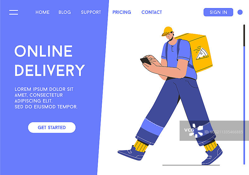 在线配送服务着陆页图片素材