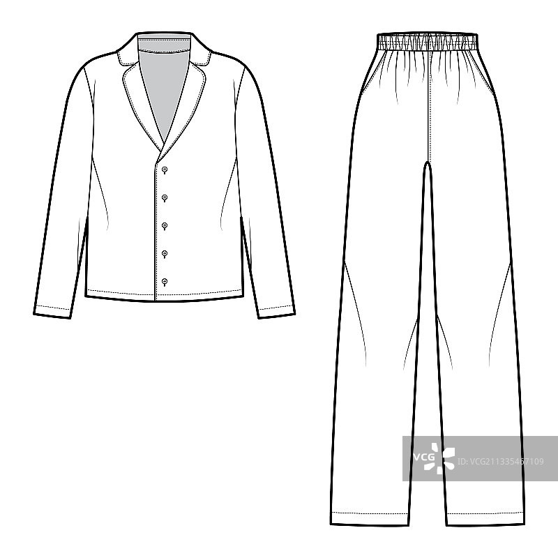 睡衣衬衫裤子技术图合集图片素材