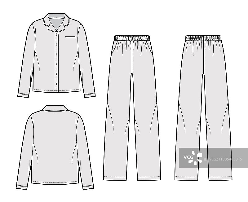 睡衣衬衫裤子技术图合集图片素材