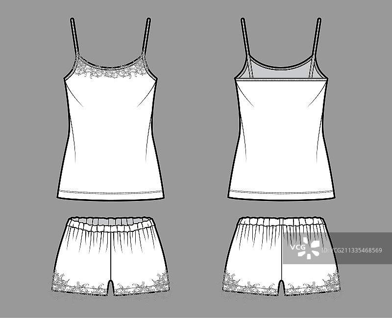 蕾丝吊带睡衣短裤睡衣技术图图片素材