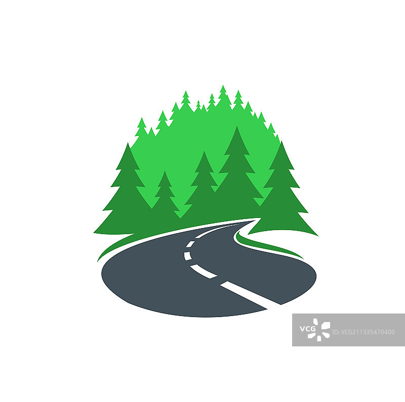 森林公路图标：高速公路或沥青路图片素材