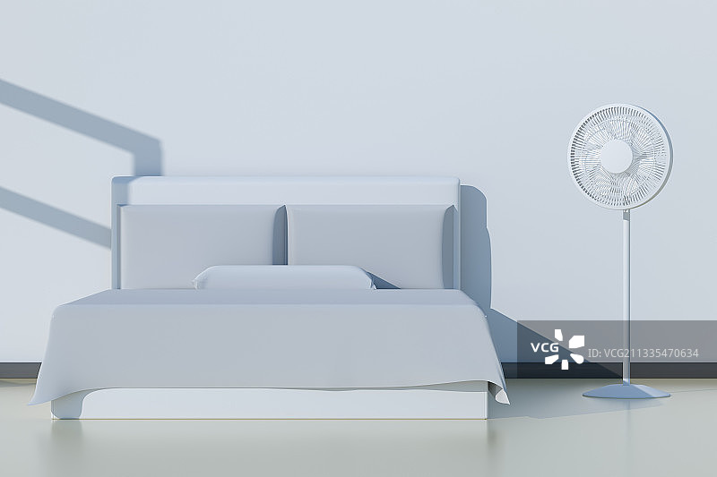 3D渲染的室内电风扇场景图片素材