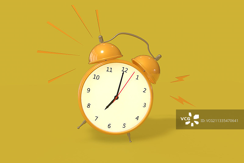 黄色背景下的金属闹钟图片素材