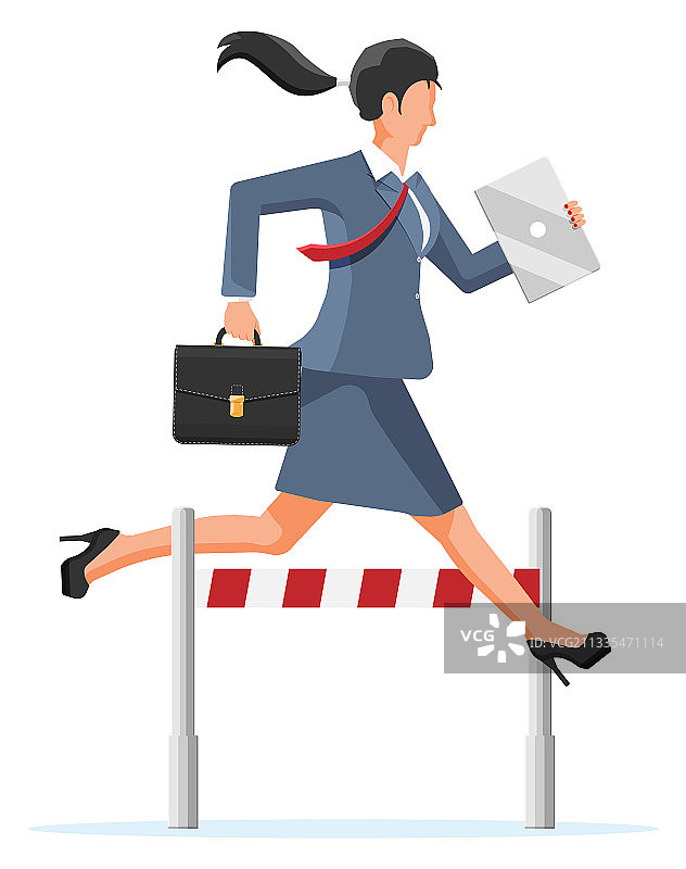 女商人参加障碍赛跑图片素材