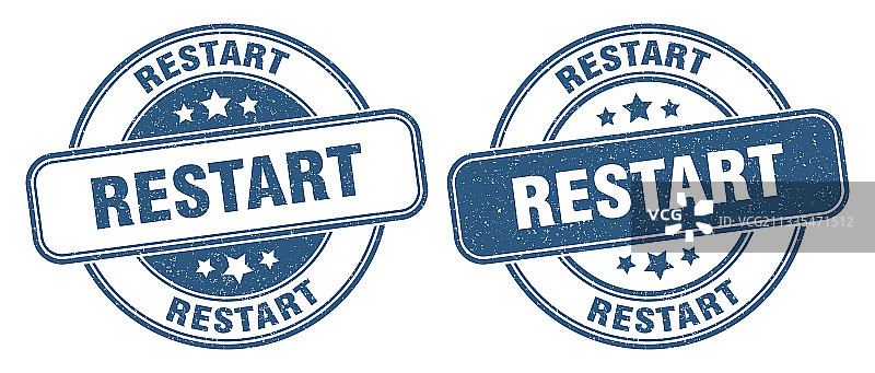 重启印章圆形复古标签图片素材