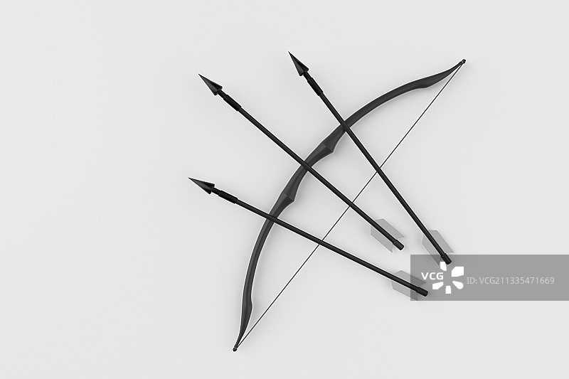 3D渲染各种不同风格的弓箭图片素材