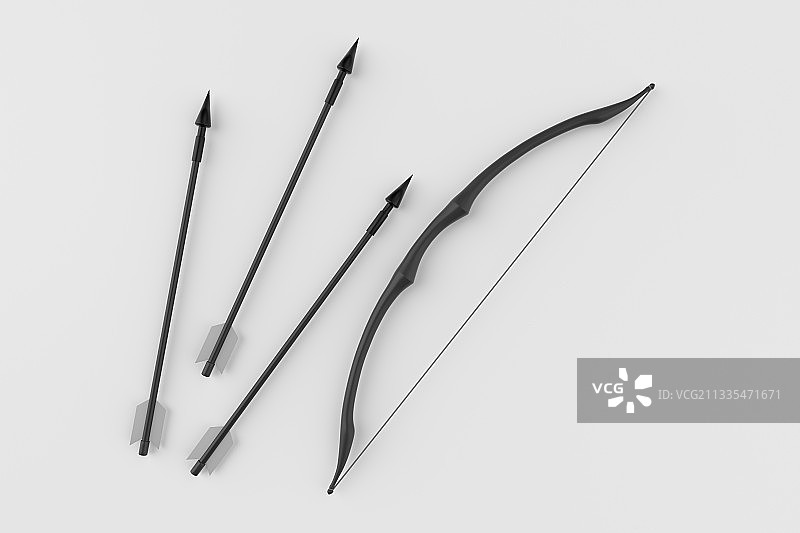 3D渲染各种不同风格的弓箭图片素材