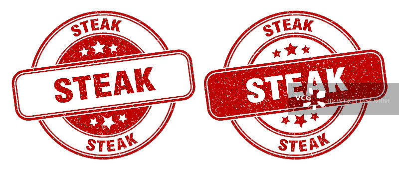 牛排圆形复古标签图片素材