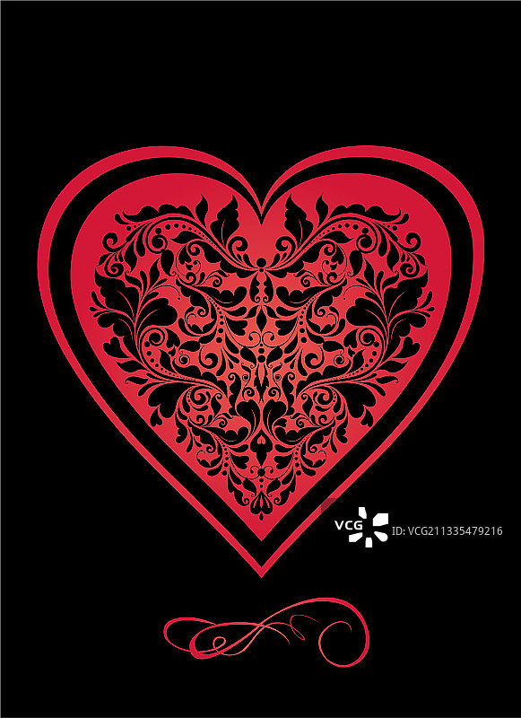 花卉心形复古婚礼请柬图片素材