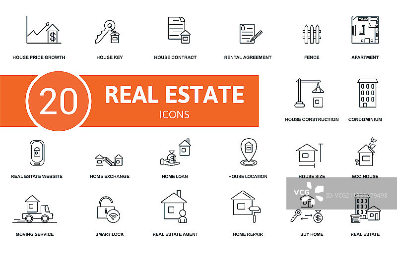 房地产图标集（可编辑）图片素材