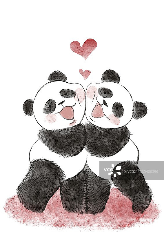 熊猫贴贴图片素材