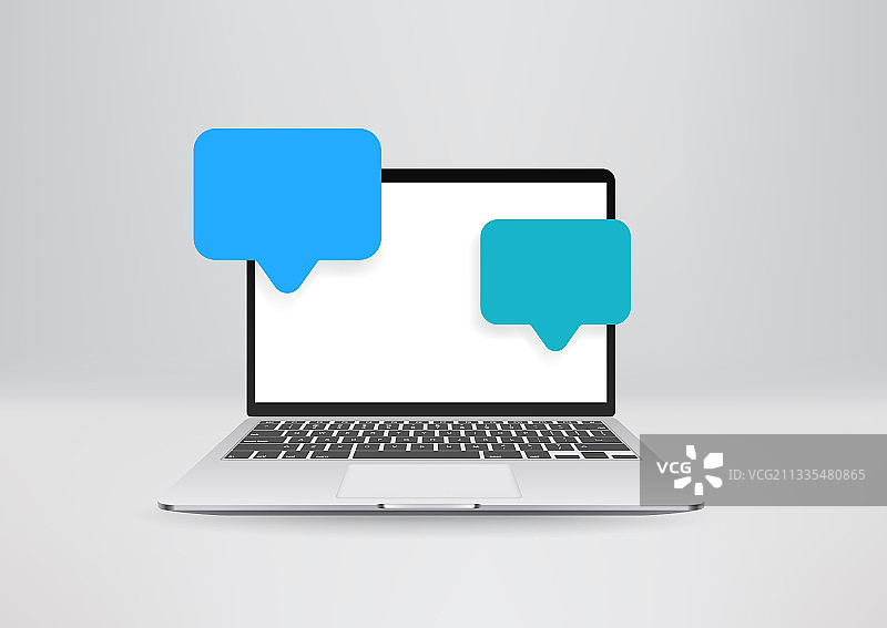 带语音云的现代白色笔记本电脑图片素材