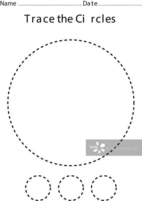 学前儿童圆形描线练习图片素材