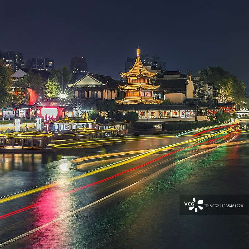 流光溢彩秦淮河图片素材