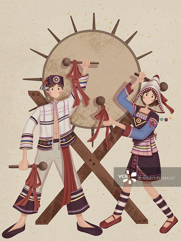 基诺族姑娘小伙图片素材