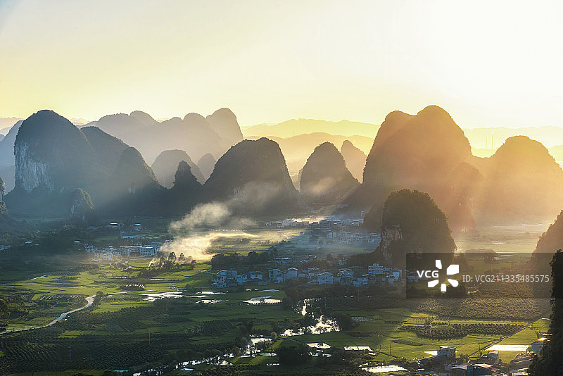 乡村傍晚田园风光图片素材