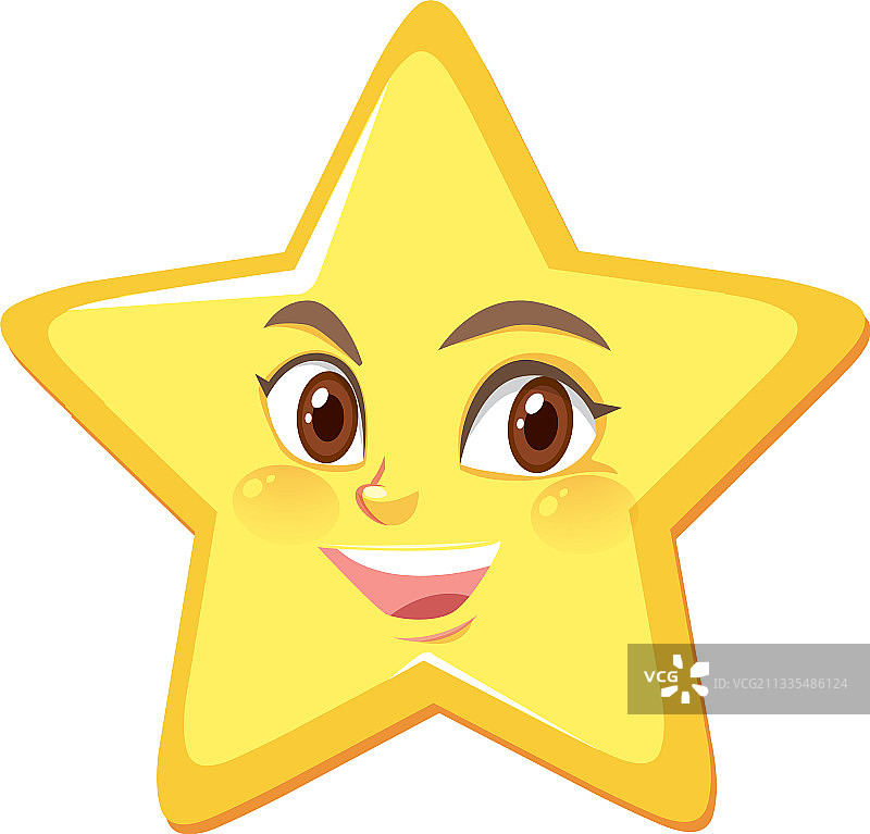 快乐表情的卡通星星角色图片素材