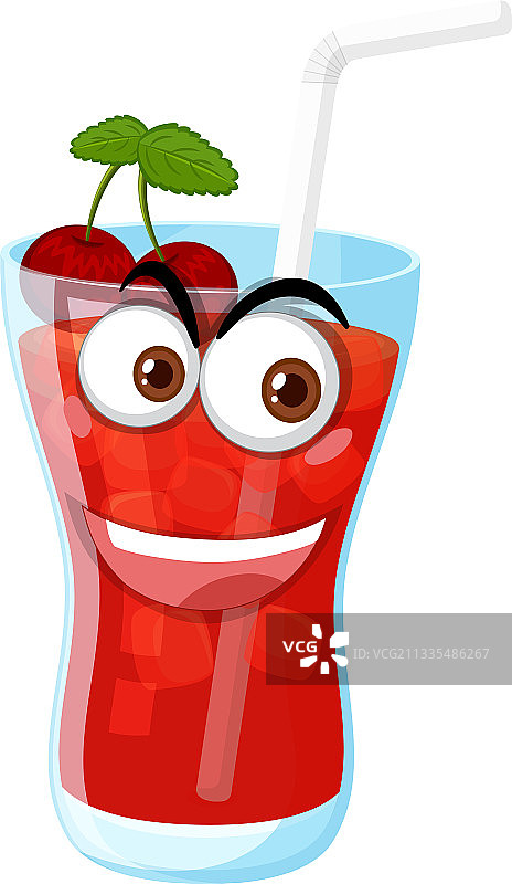 带有面部表情的玻璃樱桃汁图片素材