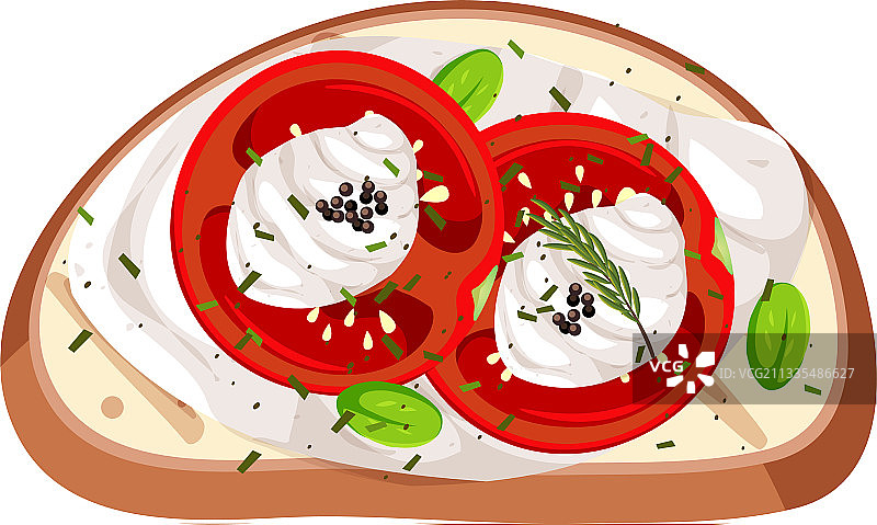 俯视角度看番茄面包图片素材