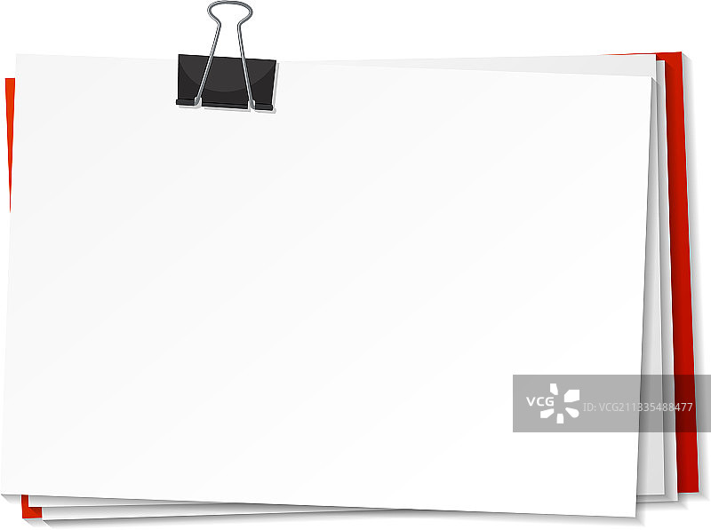 空白纸张和燕尾夹模板图片素材