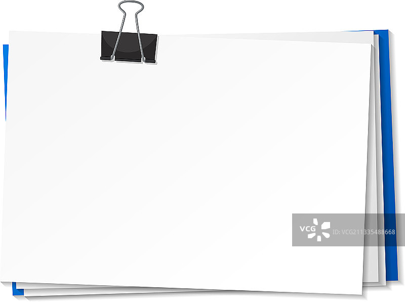 空白纸张和燕尾夹模板图片素材