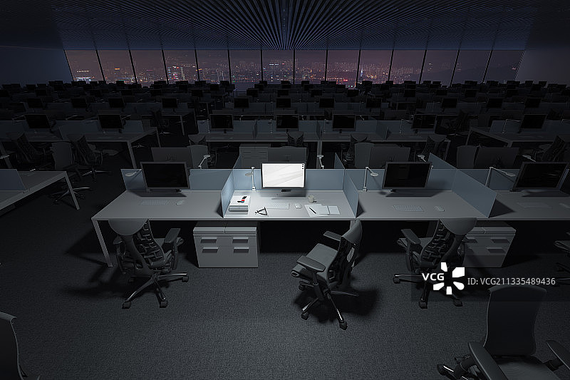 夜晚_办公室_加班_电脑图片素材