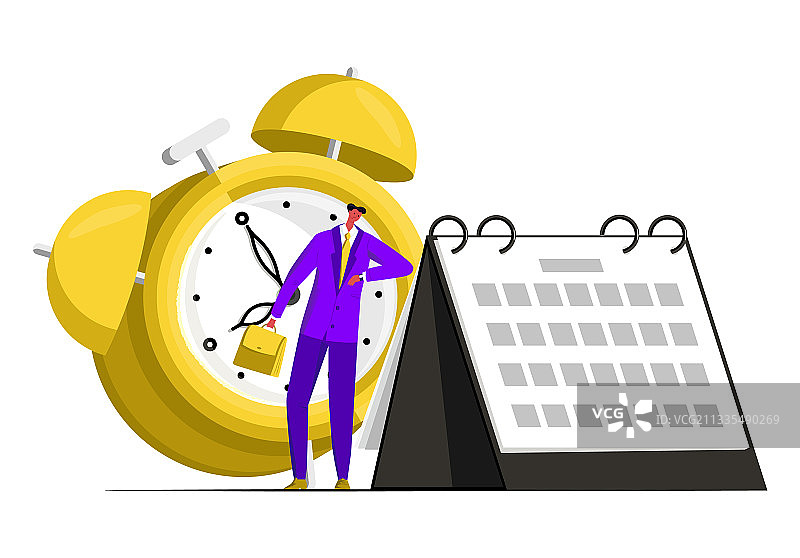 男人看时钟的隐喻图片素材