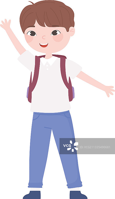 男孩学生背包图片素材