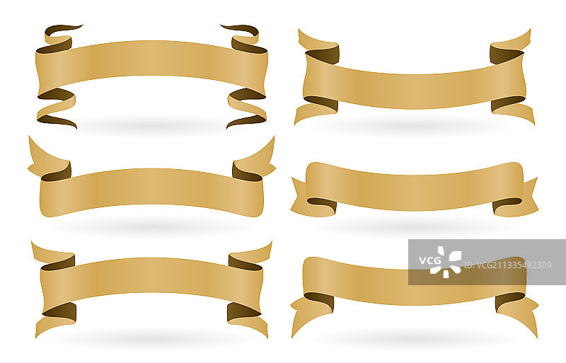 带六个模型的金色丝带套装图片素材
