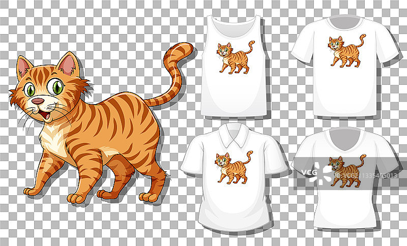 不同姿势的猫卡通角色图片素材